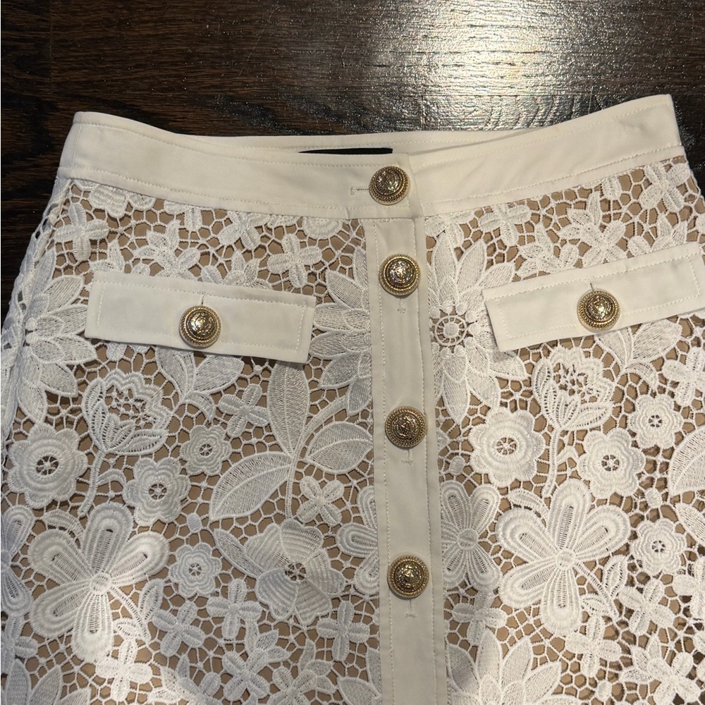 NEW Generation Love Elegant White Lace Button-Down Skirt - Picture 5 of 8